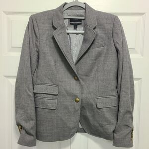 J. Crew School Boy Blazer Heather‎ Gray Blazer with Gold Accents Size 6